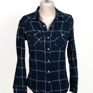 Inso S Small Blue Plaid Button Down Flannel Shirt